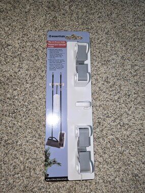 Essentials Mop & Broom Holder Wall Mount Anti‑Slip Adhesive